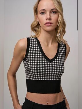 NWT‎ MAX MARA STUDIO Veleno Cropped Gingham Sweater Vest M
